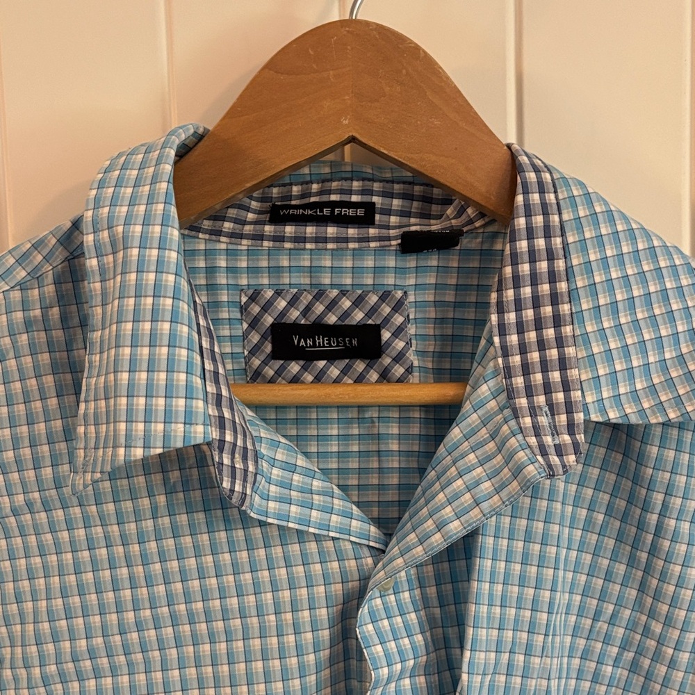 Van Heusen Light Blue Plaid Men's Shirt